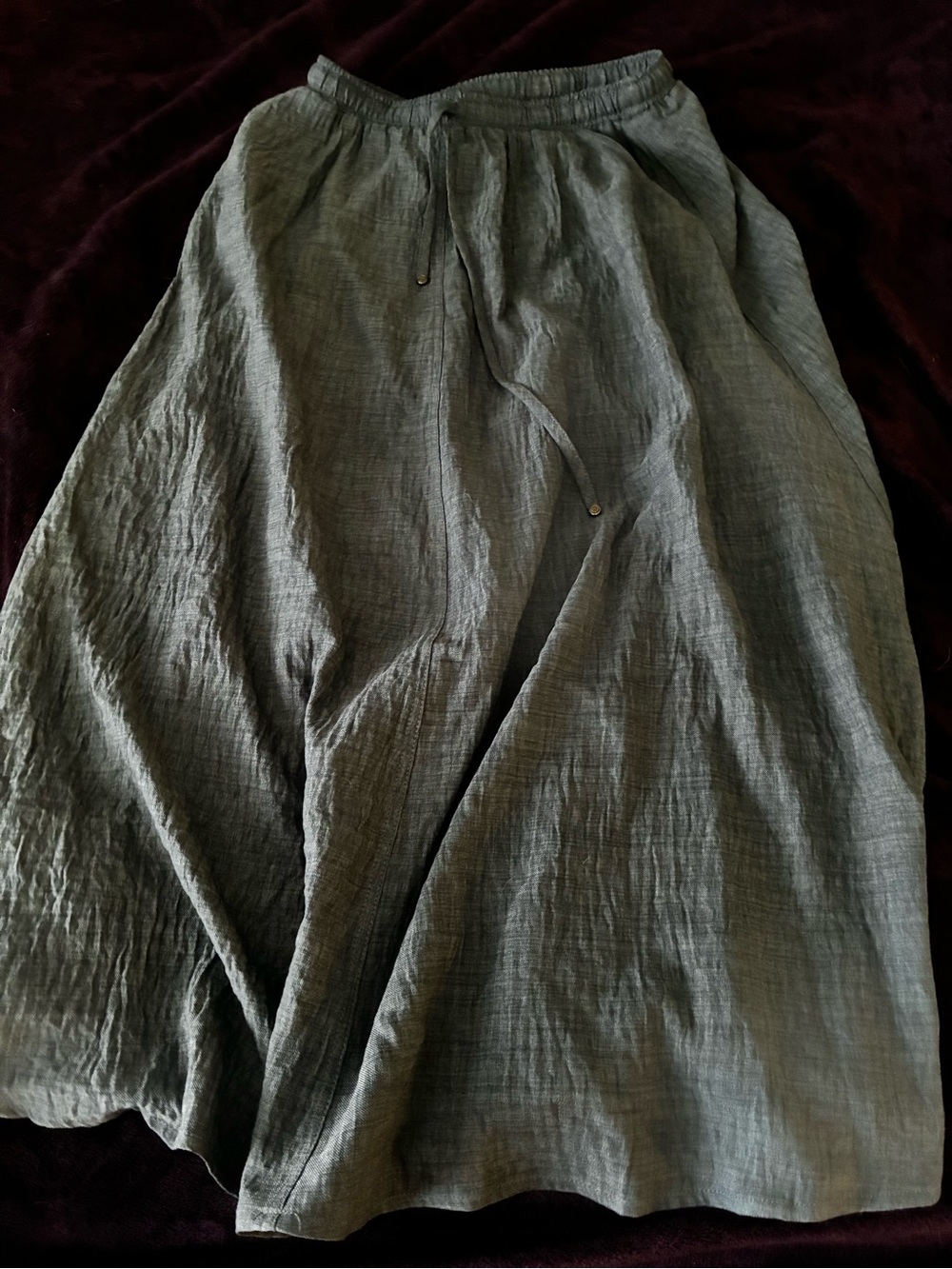 Max Studio Bluish Gray Maxi Skirt with Drawstring Waist